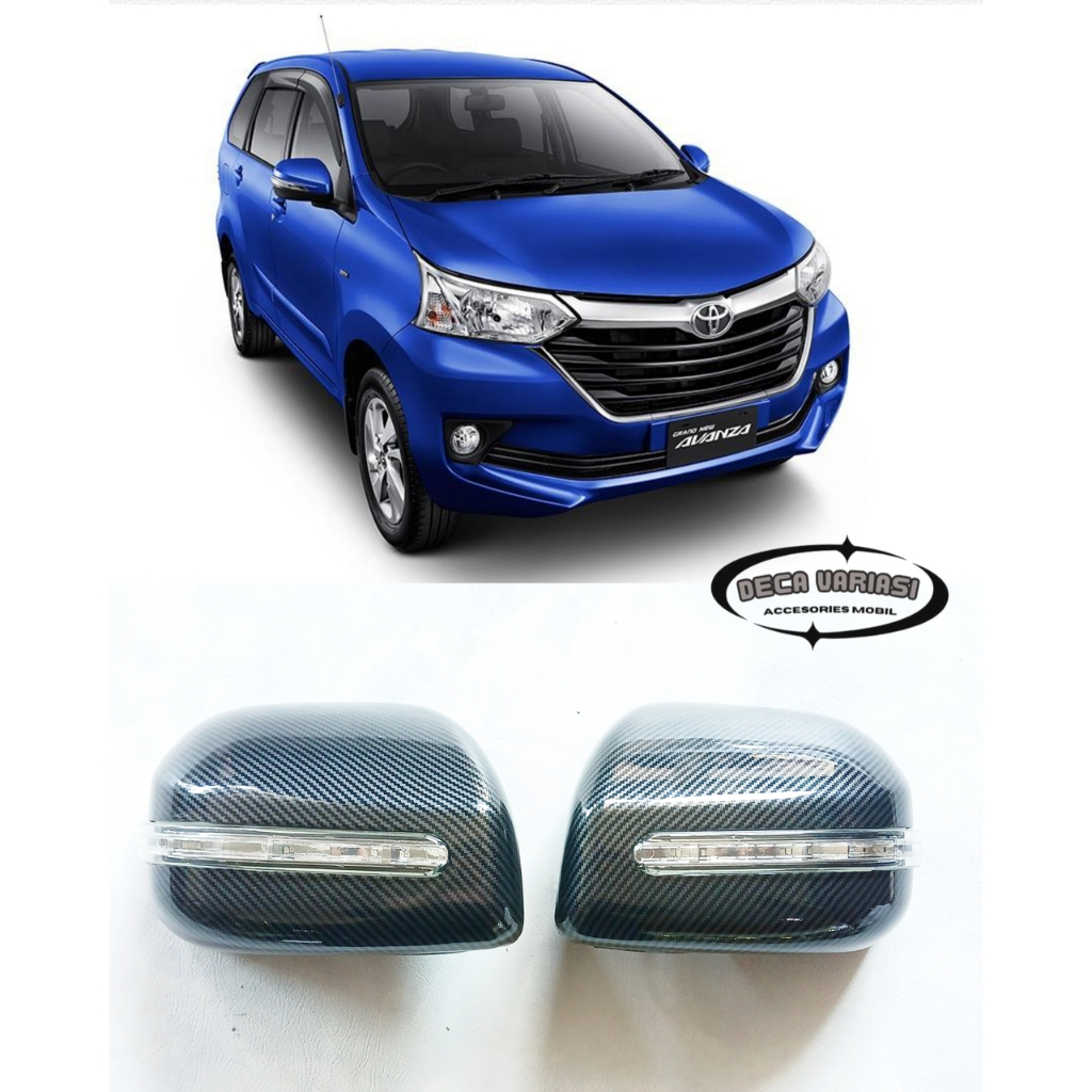 ฝาครอบกระจก Avanza ฝาครอบกระจกมองหลังรถยนต์ All New Avanza 2012 - 2018 Glossy Carbon Premium