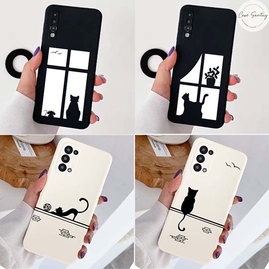 Softcase Aestheticอินเทรนด์แมวน่ารักสําหรับRealme C1 C2 2 U1 C75 C75x C11 2020 C12 C25 C15 C17 7i C2