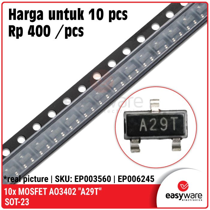10x MOSFET AO3402 A29T SOT-23 30V 4A ทรานซิสเตอร์ Mosfet AO 62402 SMD SMT 1 N-Channel