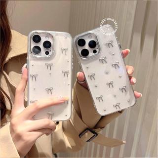 Case Iphone Coquette Ribbon Clear Glitter - Hardcase/Case Hp Compatible For Iphone 7 8 7+ 8+ X Xr 11 12 13 14 15 16 16E 17 17AIR Pro Max Plus Casing Full Cover Pelindung Handphone RCI514