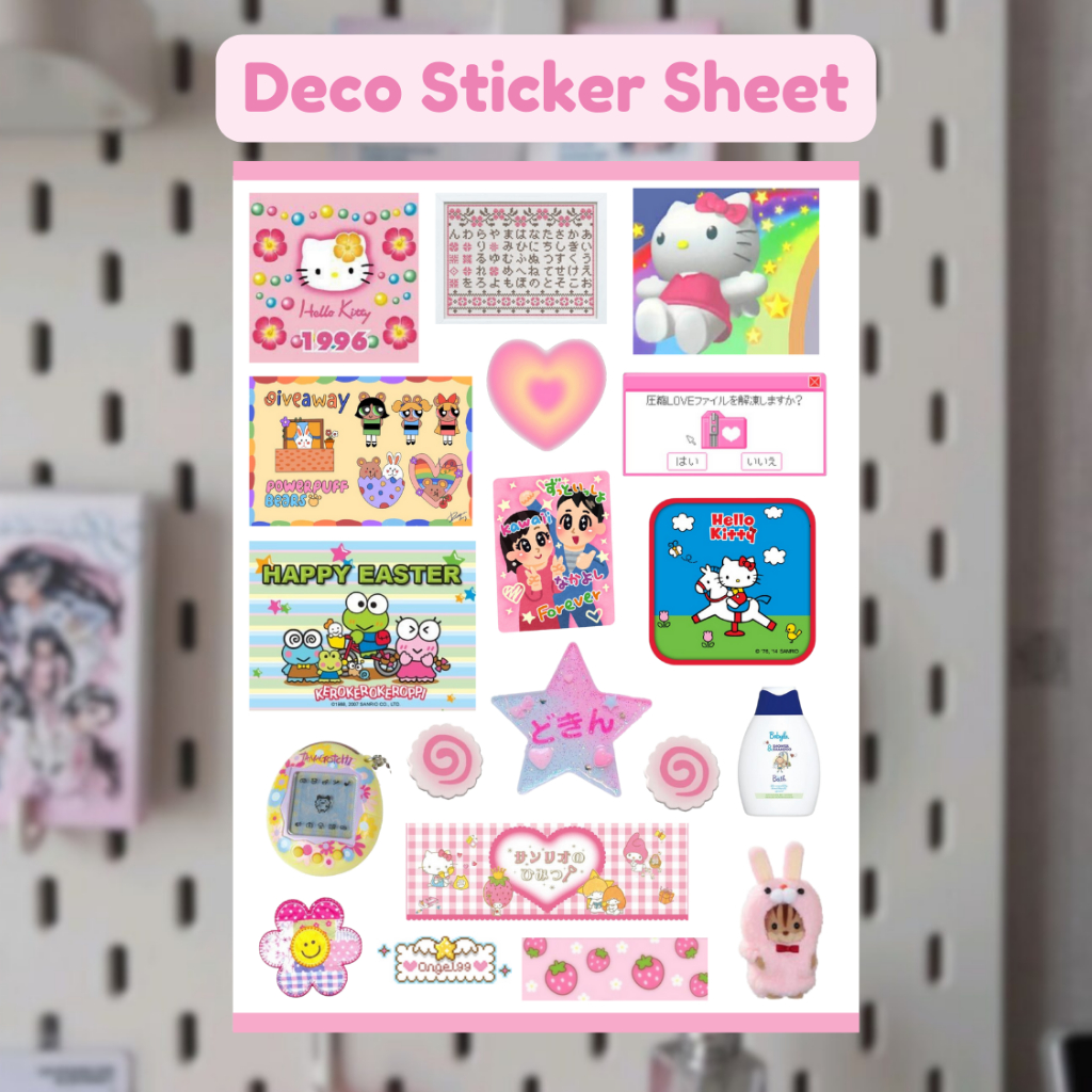 แผ่นสติ๊กเกอร์ DECO น่ารัก / น่ารัก KAWAII DECO สติ๊กเกอร์ SCRAPBOOK VINTAGE RETRO ATESTHETIC สําหรับ JOURNALING
