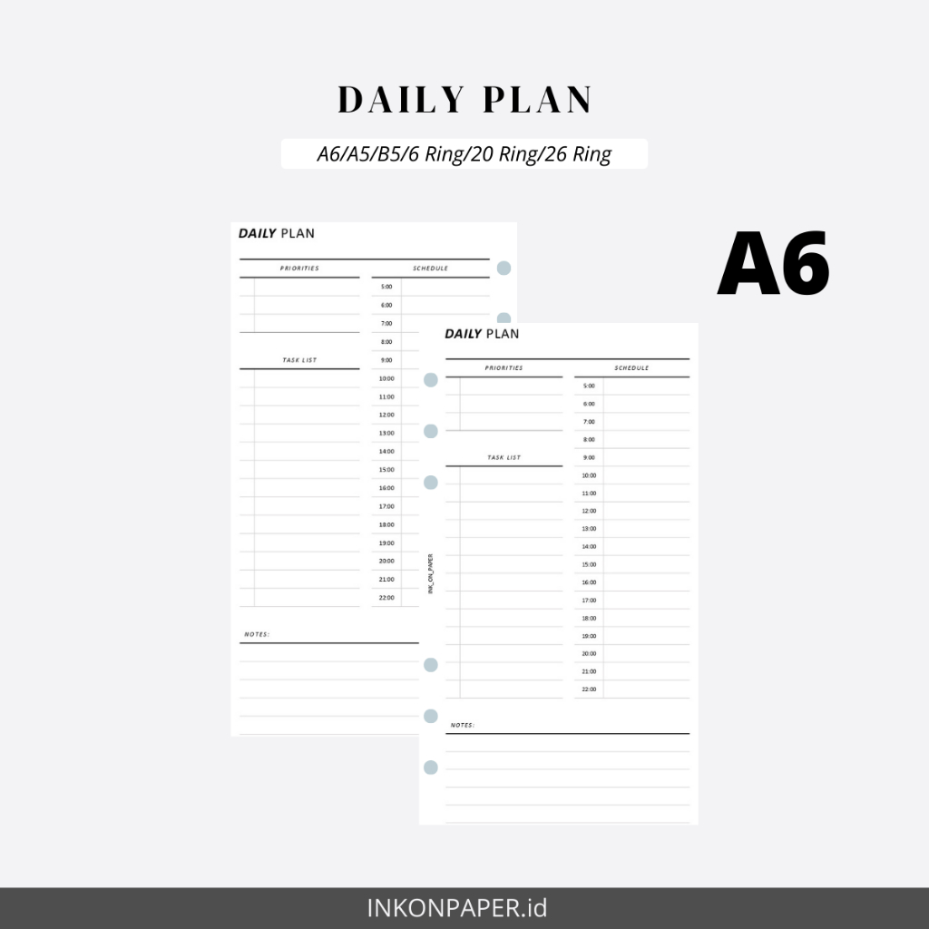 A6 - Planner, Daily Planner, Minimalist Daily Planner [PAPER เท่านั้น] โดย INK_ON_PAPER