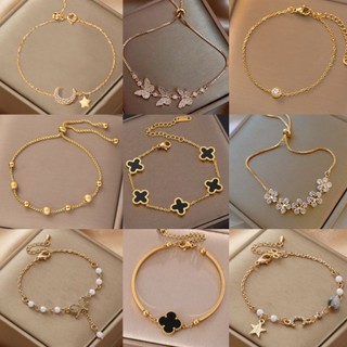 Gelang Tangan Wanita Kristal Mutiara Aesthetic Aksesoris Fashion Ala Korea