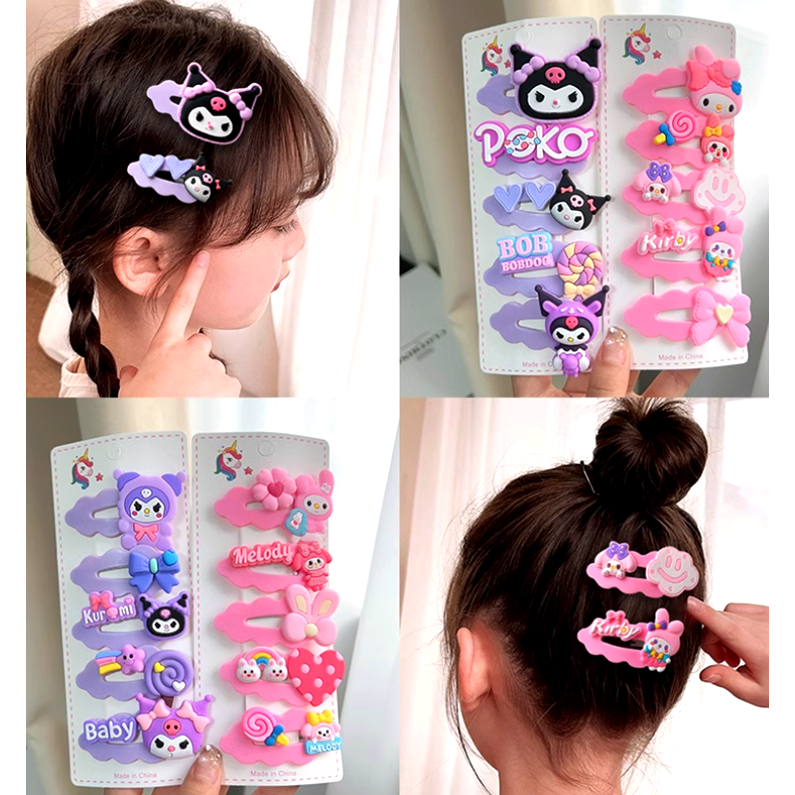 MS PB 072 (70PC = 1KG) 5IN1 SANRIO HAIR CLIPS KUROMI MELODY KIRBY เครื่องประดับผม FASHION CLIPS