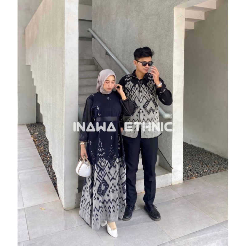 COUPLE WOVEN CLOTHES - COUPLE CLOTHES - WEDDING BLACK COUPLE DRESS -