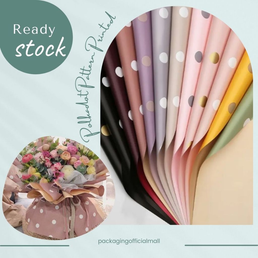 POLKADOT PATTERN PRINTED CELLOPHANE / กระดาษดอกไม้ BOUQUET / WRAPPING WRAPPER