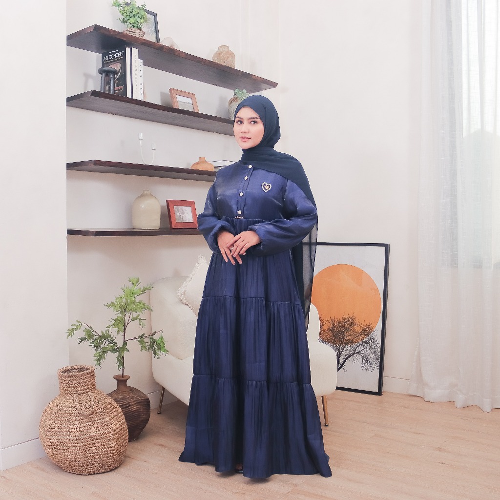 Lunnabby Muslim Womens Gamis Shimmer Silk Premium Busui Friendly