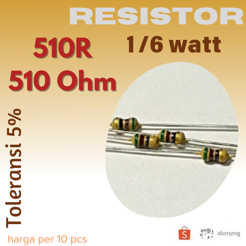 R Resistor 510R R510Ohm 1/6w 510 โอห์ม 510 โอห์ม 1/6 วัตต์ 5%