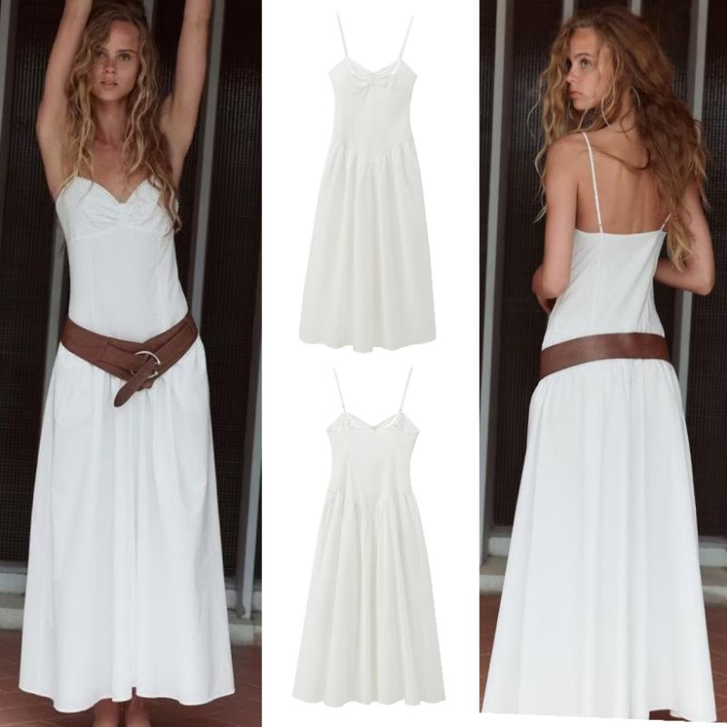 เดรสยาวน่ารักสีขาว 76420 (TS)