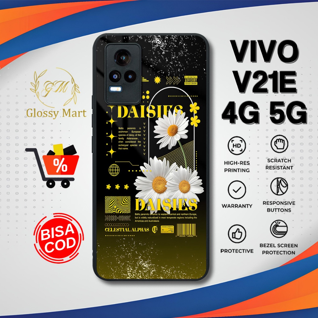 เคส Vivo V21E 4G 5G ล่าสุด Daisy Flower Hardcase Softcase Glossy Casing Vivo V21E