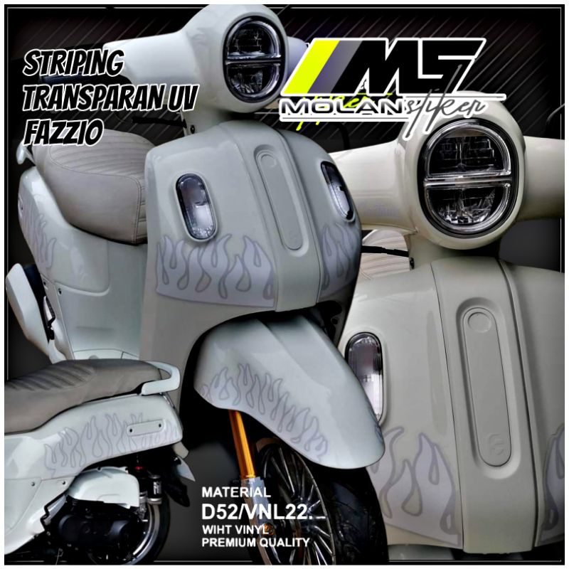 Putih Decal สติกเกอร์ Striping โปร่งใส Uv Variations Fazzio Justin Bieber Fazzio JB Yamaha Fazzio 12