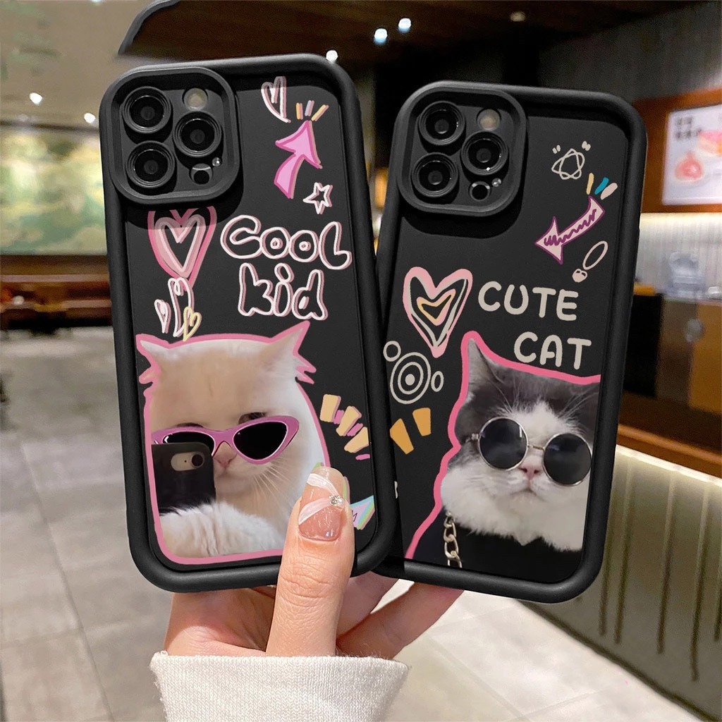 YX74 COVER CASE CASING CUTIE CAT COOL COMPATIBLE สําหรับ VIVO Y71 Y81 Y91 Y91C Y95 Y100 V5 V25 V25E 