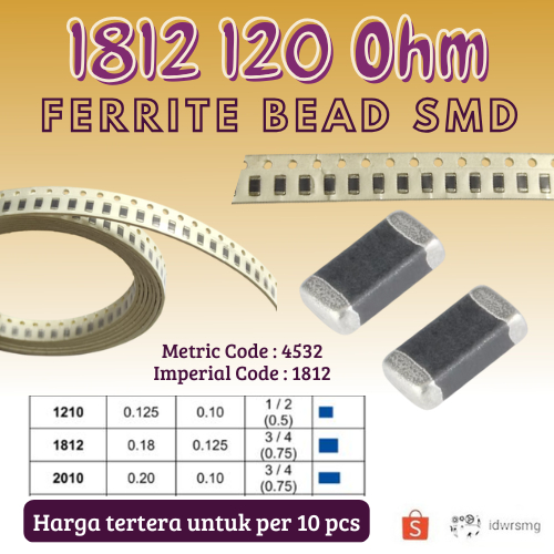 10pcs Impedance 120 โอห์ม 1812 smd 4532 ชิป Ferrite ลูกปัด Inductor smd