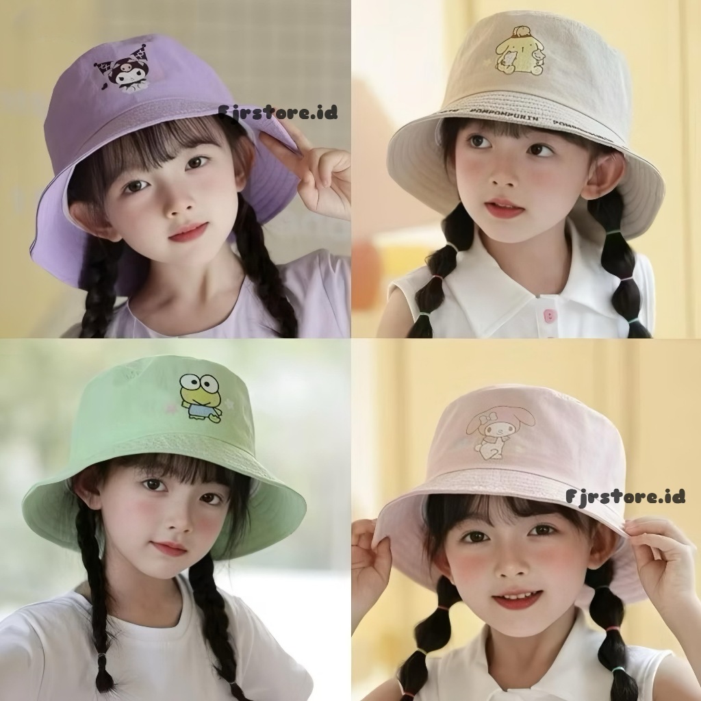หมวกบักเก็ตเด็กผู้หญิงลาย Kuromi Bucket สไตล์เกาหลี Viral