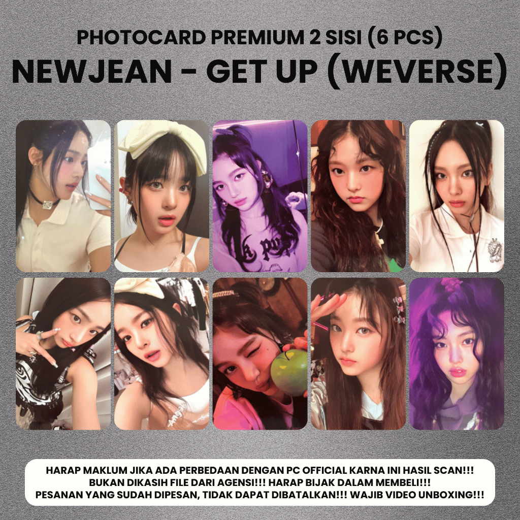 (CONTAINS 6 ชิ้น) Photocard NEW JEANS GET UP WEVERSEE - PC Premium 2 ด้าน Kpop Card Merch Unofficial