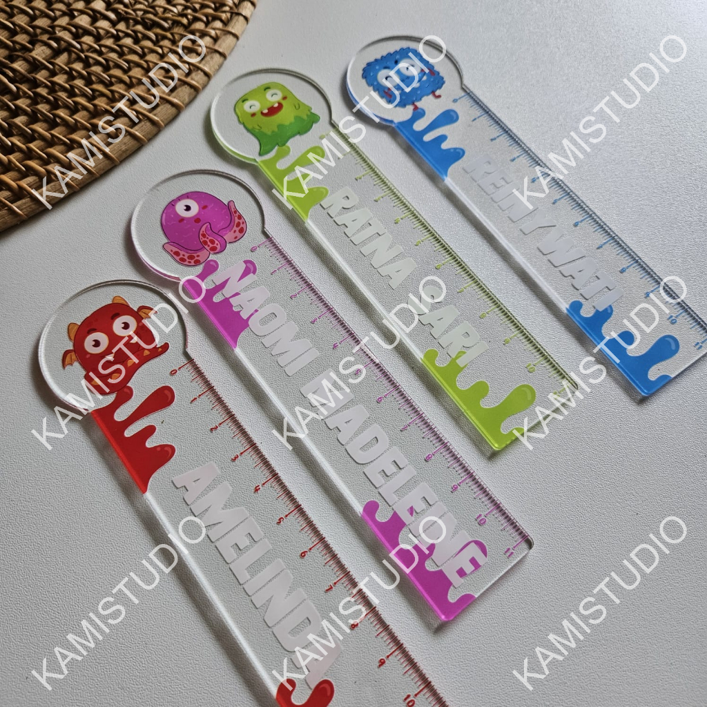 MONSTER CIRCLE ACRYLIC RULER / CUSTOM NAME RULER / CHILDRENS BIRTHDAY SOUVENIR / BIR / BIRTURE / RUL