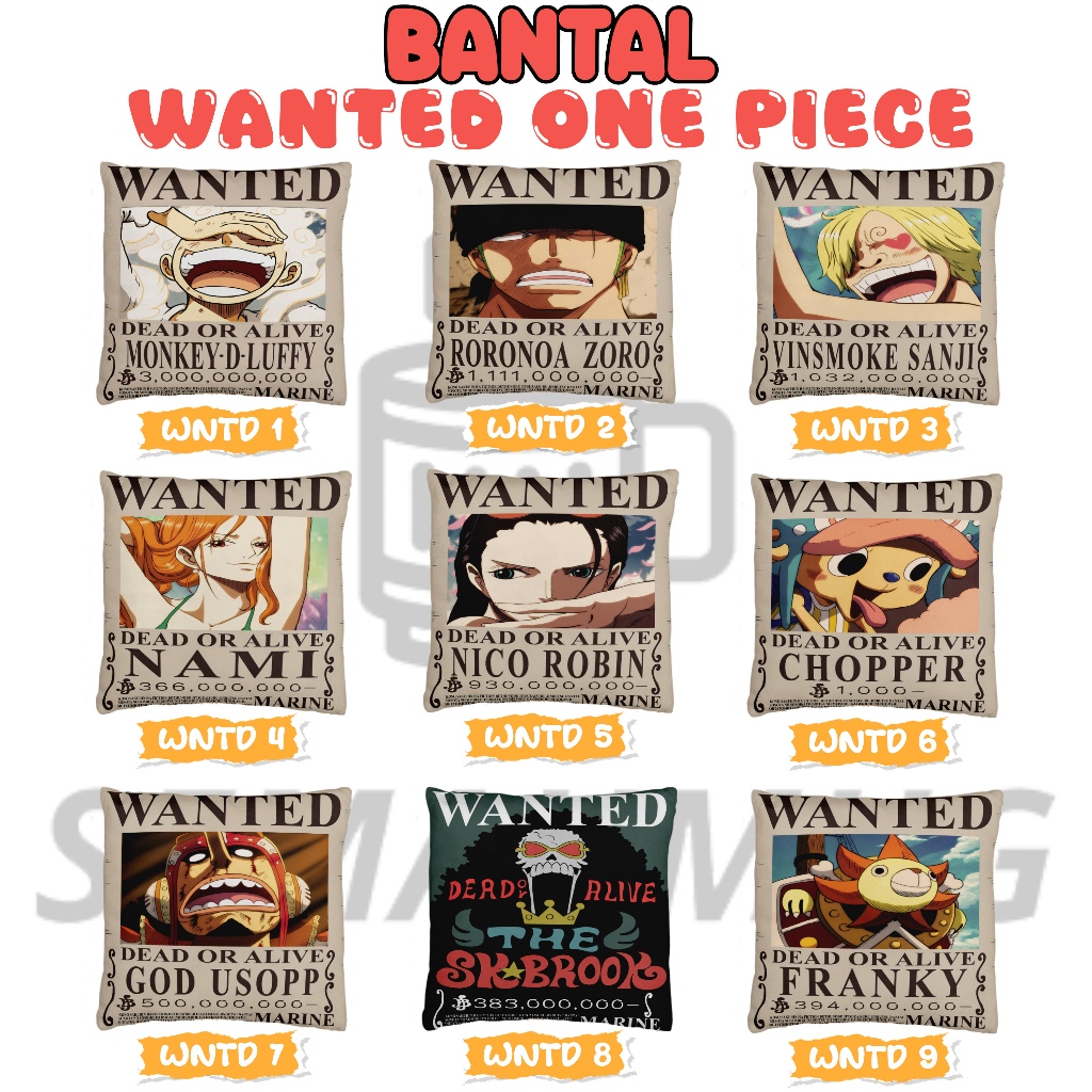 KATUN ONE PIECE WANTED PILLOW MADE OF COTTON/VELVET ANIME ของขวัญ HAMPERS ของขวัญ CUSSION SOFA CUSTO