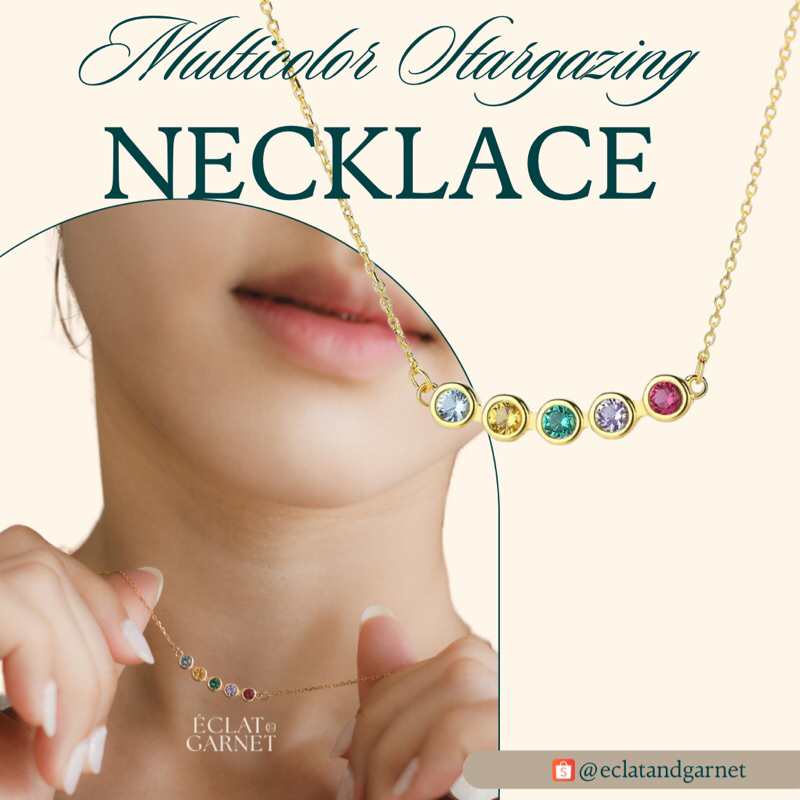 Éclat & Garnet - S925 MULTICOLOR STARGAZING NECKLACE LTE Premium Zircon เครื่องประดับ 925 เงินสเตอร์