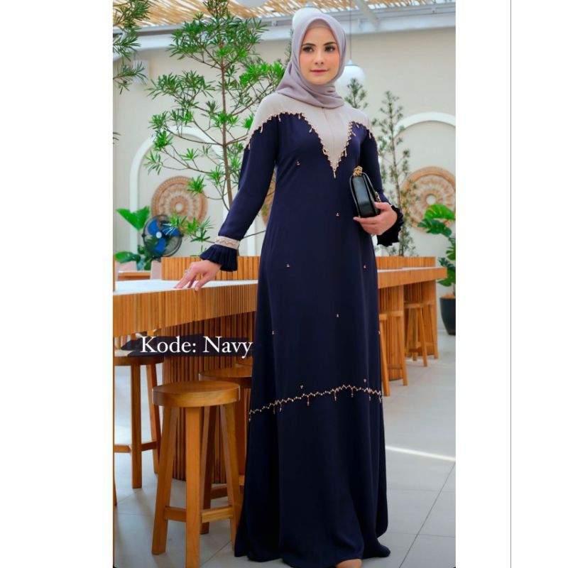 Nadia BEADS DRESS ORI JAVINA OFFICIAL / NADIA BEAD DRESS BROWN by JAVINA / GAMIS DRESS NADIA BEADS b