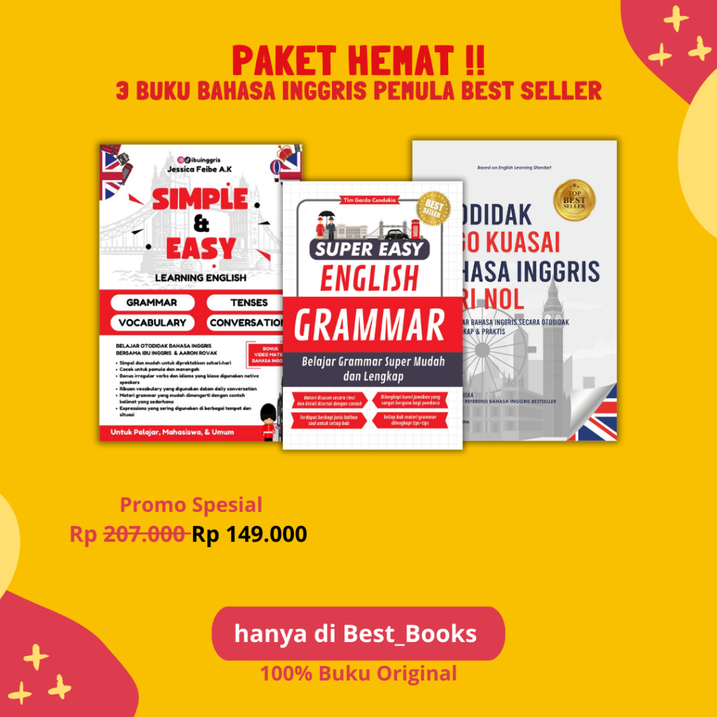 แพ็คเกจ 3 เล่ม: ภาษาอังกฤษสอนตัวเอง + Simple & Easy English + Super Easy Grammar) - ต้นฉบับ