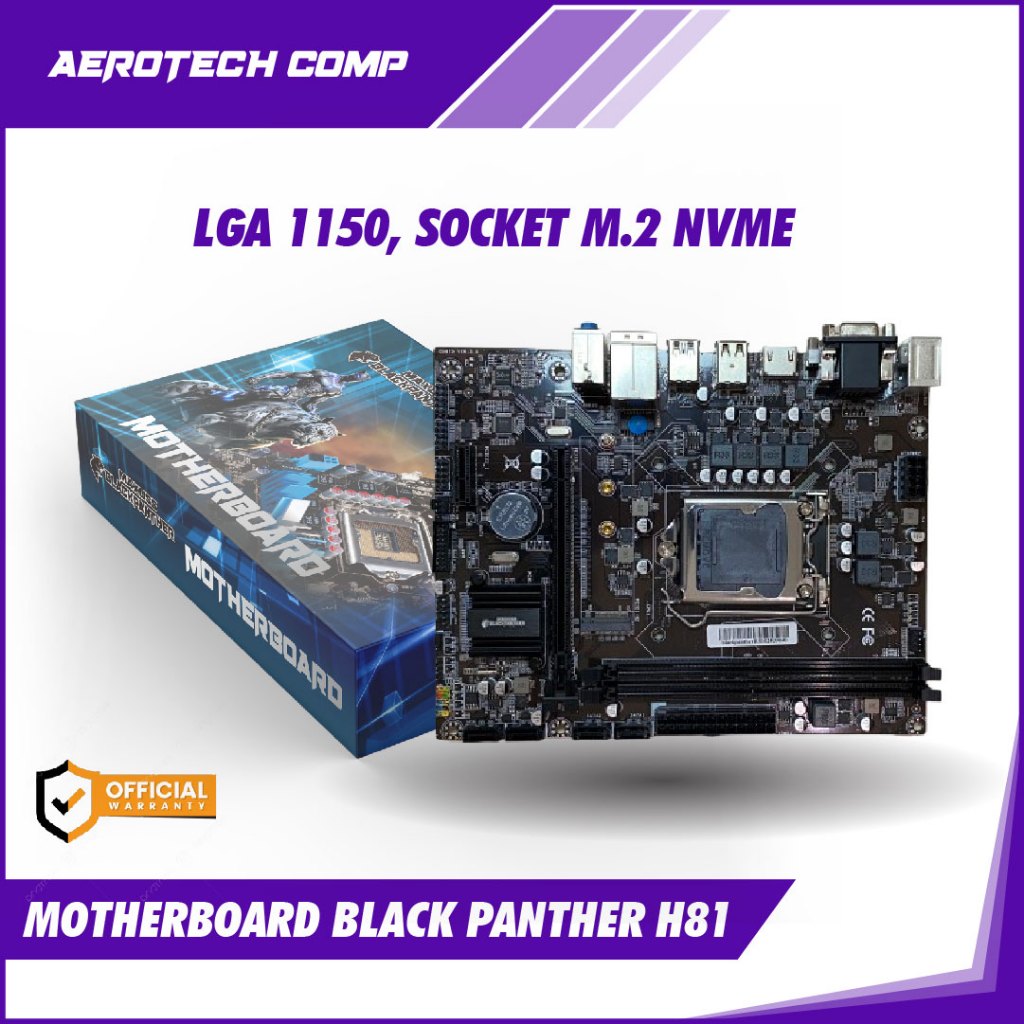 MOBO MOTHERBOARD BLACK PANTHER H81 LGA 1150 การรับประกันอย่างเป็นทางการ