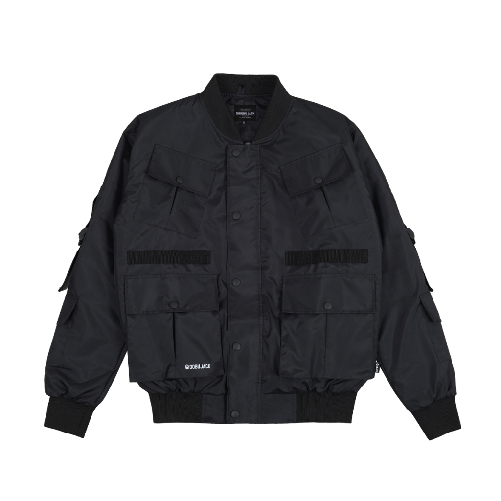 เสื้อแจ็คเก็ต Dobujack เสื้อแจ็คเก็ตบอมเบอร์สีดํา Levis