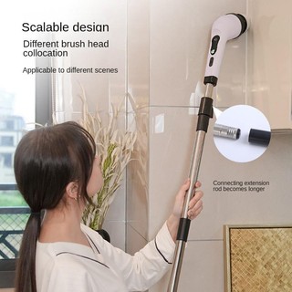 Electric Spin Scrubber Sikat Pembersih Tanpa Kabel 9 Kepala Gagang Dapat Disesuaikan cleaning brush
