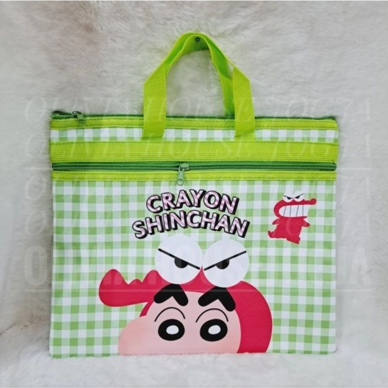 HIJAU Shinchan Carrying Bag Box Shinchan Document Bag Shinchan Green Lesson Bag