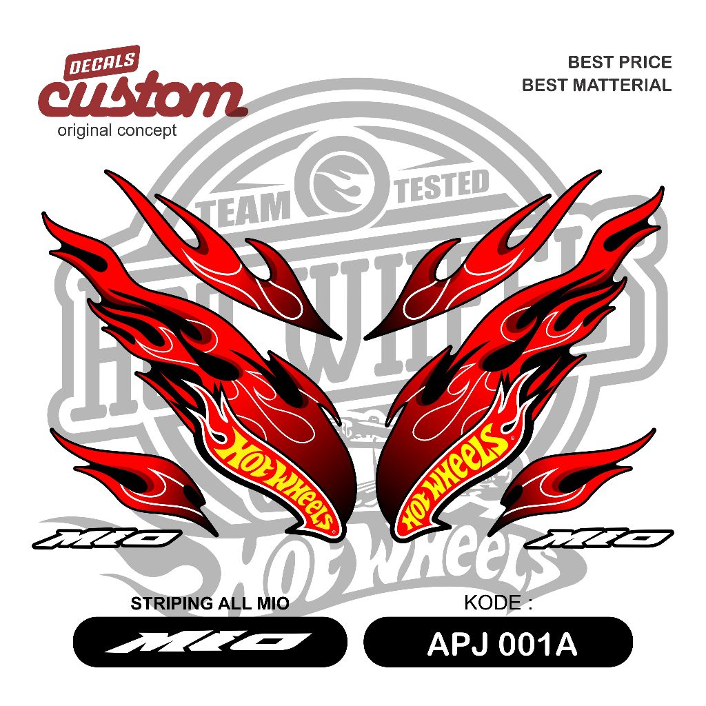 สติ๊กเกอร์ติดมอเตอร์ไซค์ Yamaha Mio Hot Wheels, Mio striping, สติ๊กเกอร์ Hot Wheels