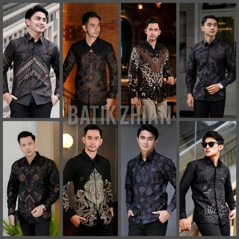 KEMEJA Pusoko เสื้อเชิ้ตผ้าบาติกสีดําแขนยาวลําลองทันสมัยลายล่าสุดผ้าบาติกสําหรับผู้ใหญ่ผู้ชาย