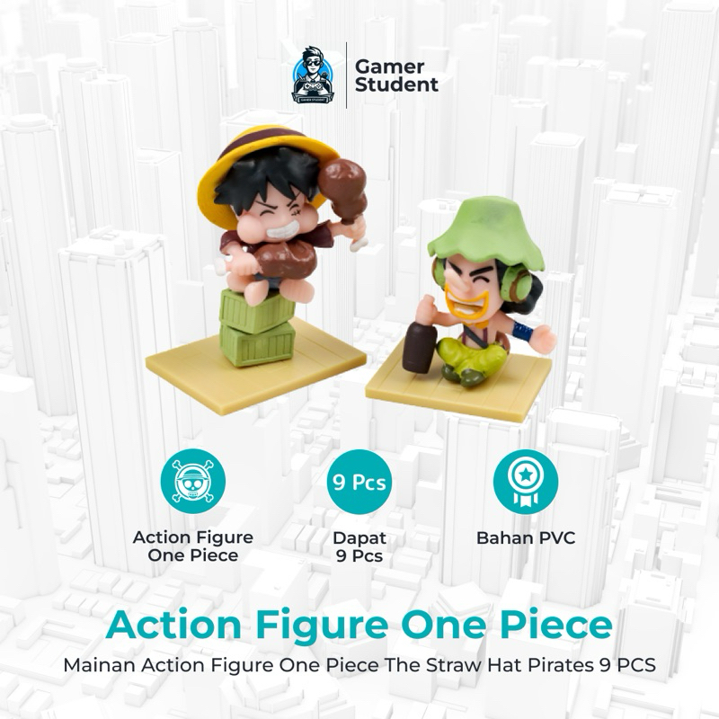 9 ชิ้น One Piece The Straw Hat Pirates Action Figure ของเล่น - นักเรียนเกมเมอร์