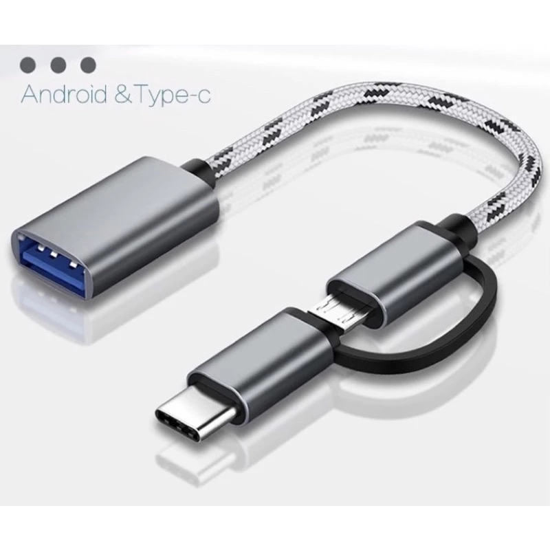 2 in 1 Type C USB Micro Converter Micro USB V8 + สาย Type c 2in1 OTG