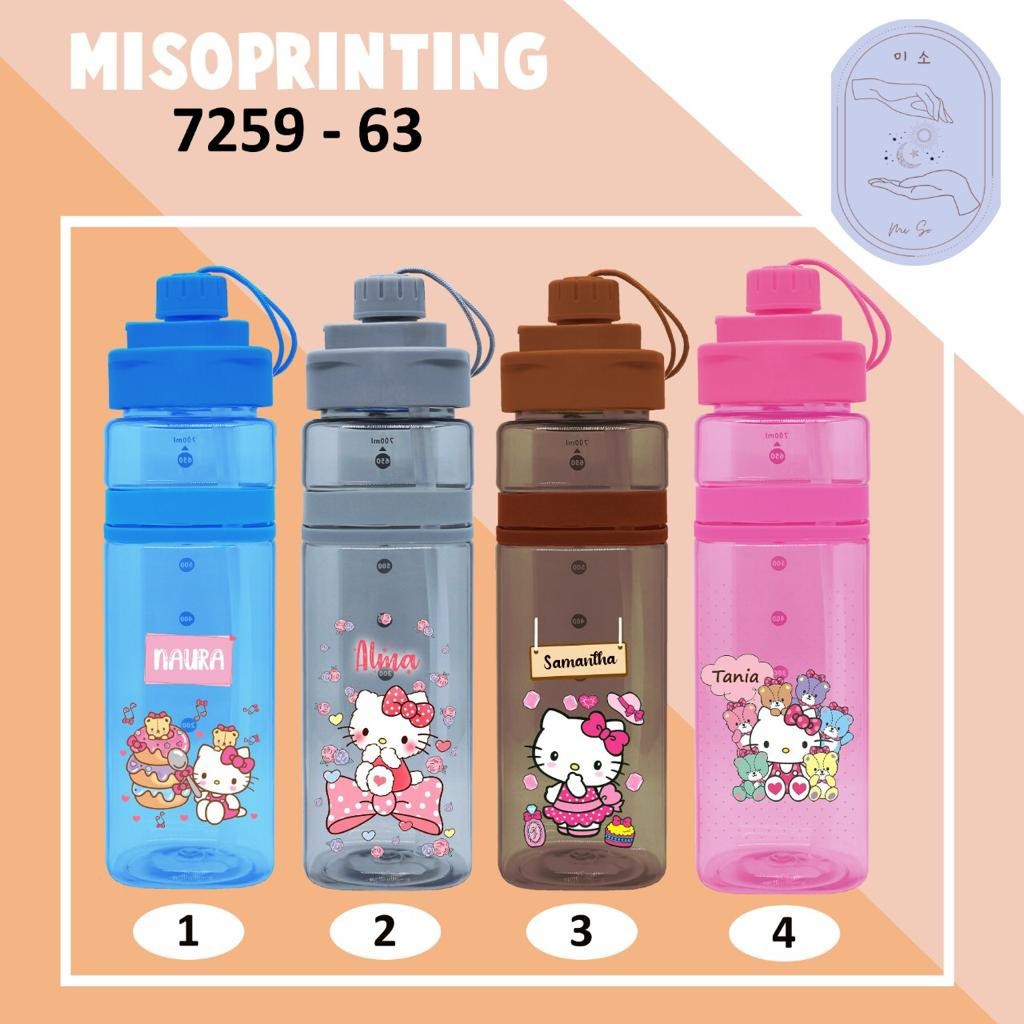 MISO HELLO KITTY CHILDRENS CHARACTER DRINKING BOTTLE/FREE CUSTOM NAME/CAPAGE 700ML - HELLO KITTY *64