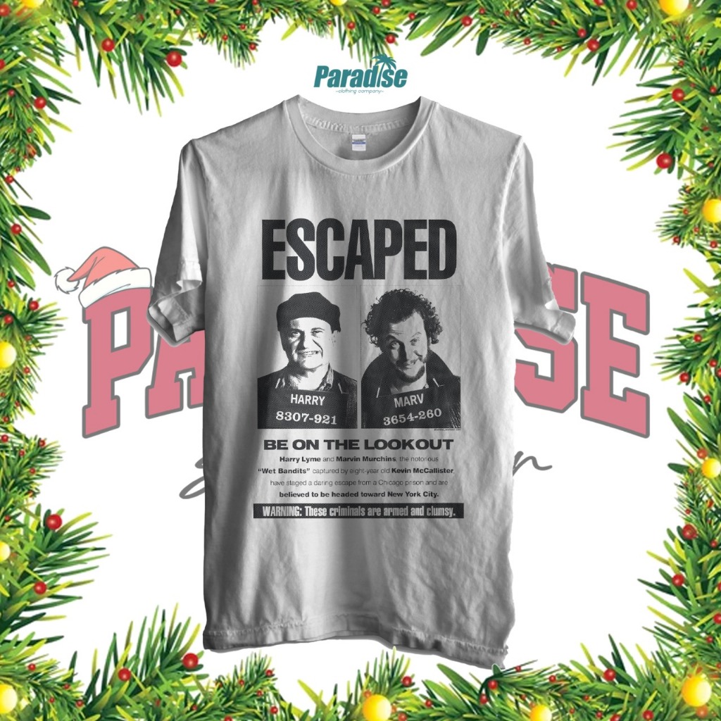 เสื้อยืดภาพยนตร์คริสต์มาส PARADISE - Home Alone Escaped