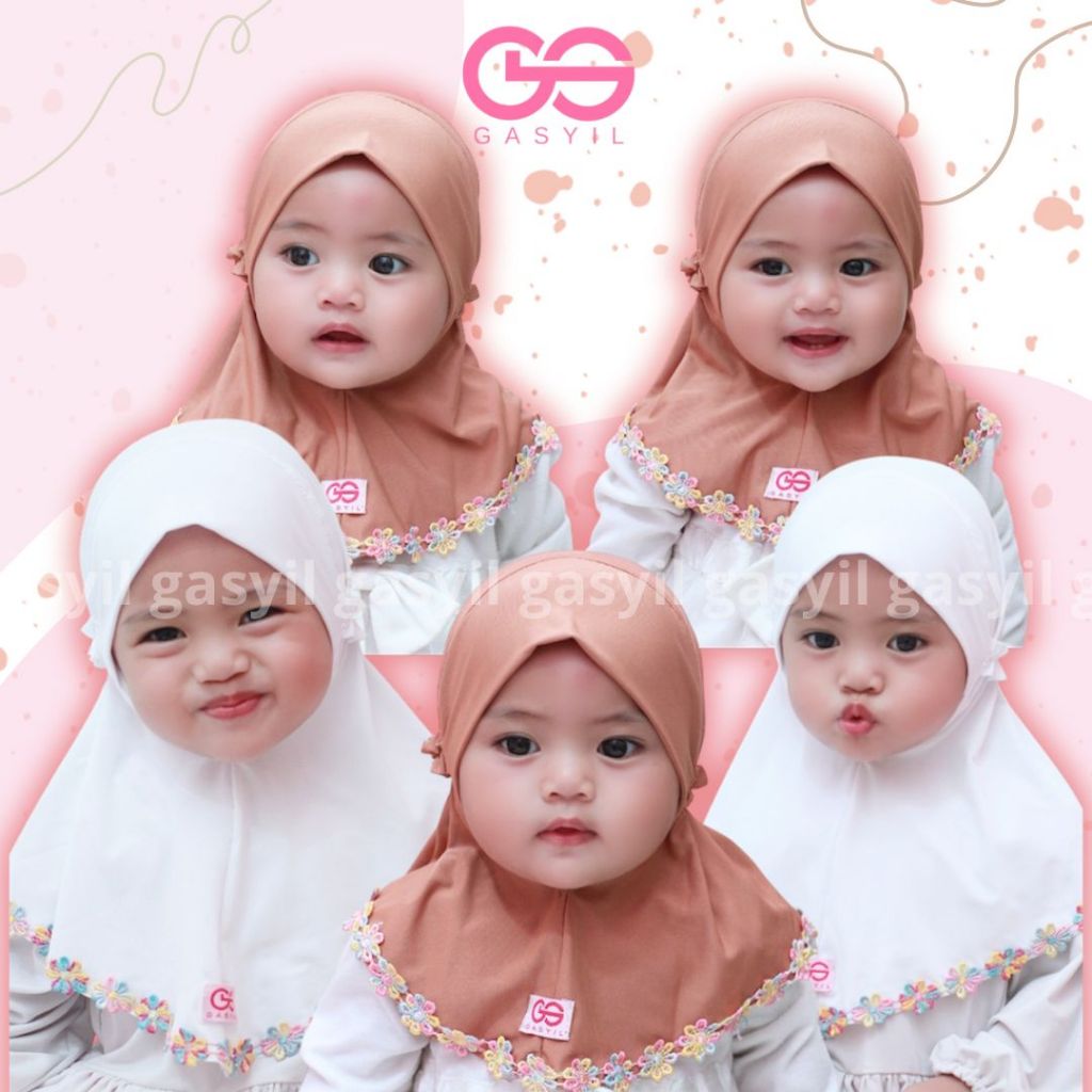 ฮิญาบเด็ก Safira (สำเร็จรูป) ลายลูกไม้มะลิหลากสี ผ้านุ่มสแปนเด็กซ์ ใส่ง่าย