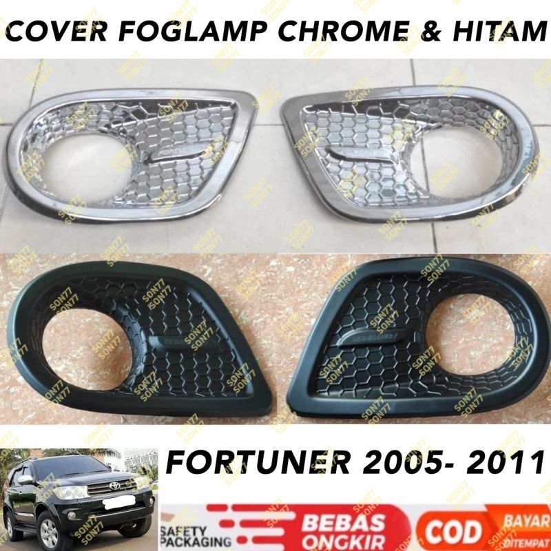 Old Fortuner Foglamp Cover 2005 2008 2010 2011 Black Chrome - รูปที่ 3