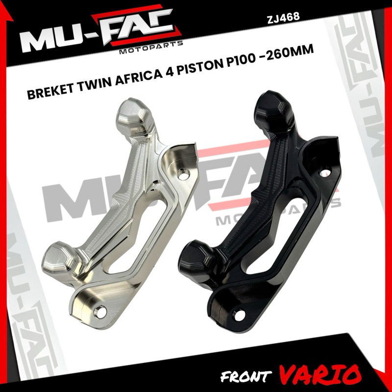 Mufact Twin Africa 4 Piston P100 Front Vario Disc 260MM ZJ468 - สีเงิน - สีดํา