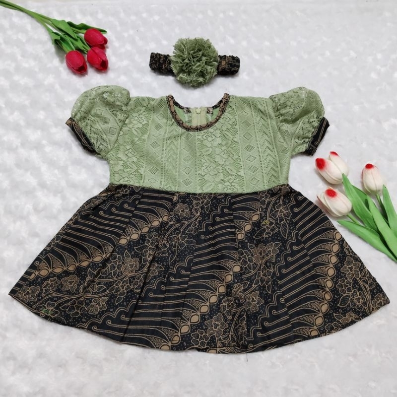 Hijau Baby DRESS / GIRLS DRESS / CHILDRENS BATIK DRESS SAGE GREEN