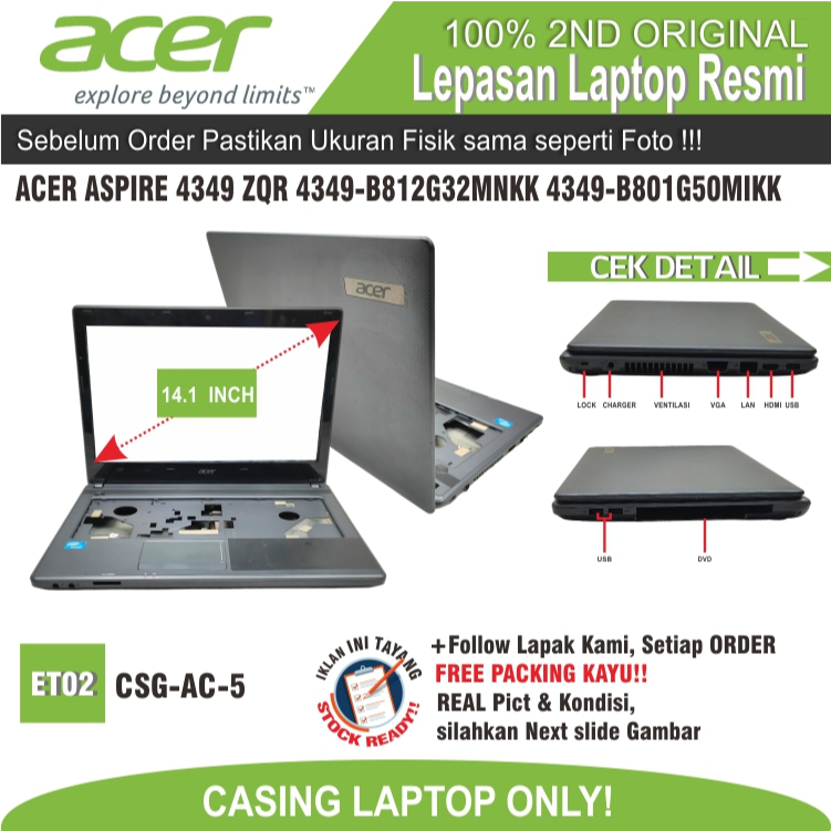 ET02 CSG-AC-5 CASE CASING แล็ปท็อป ACER ASPIRE 4349 ZQR 4349-B812G32MNKK 4349-B801G50MIKK FULLSET