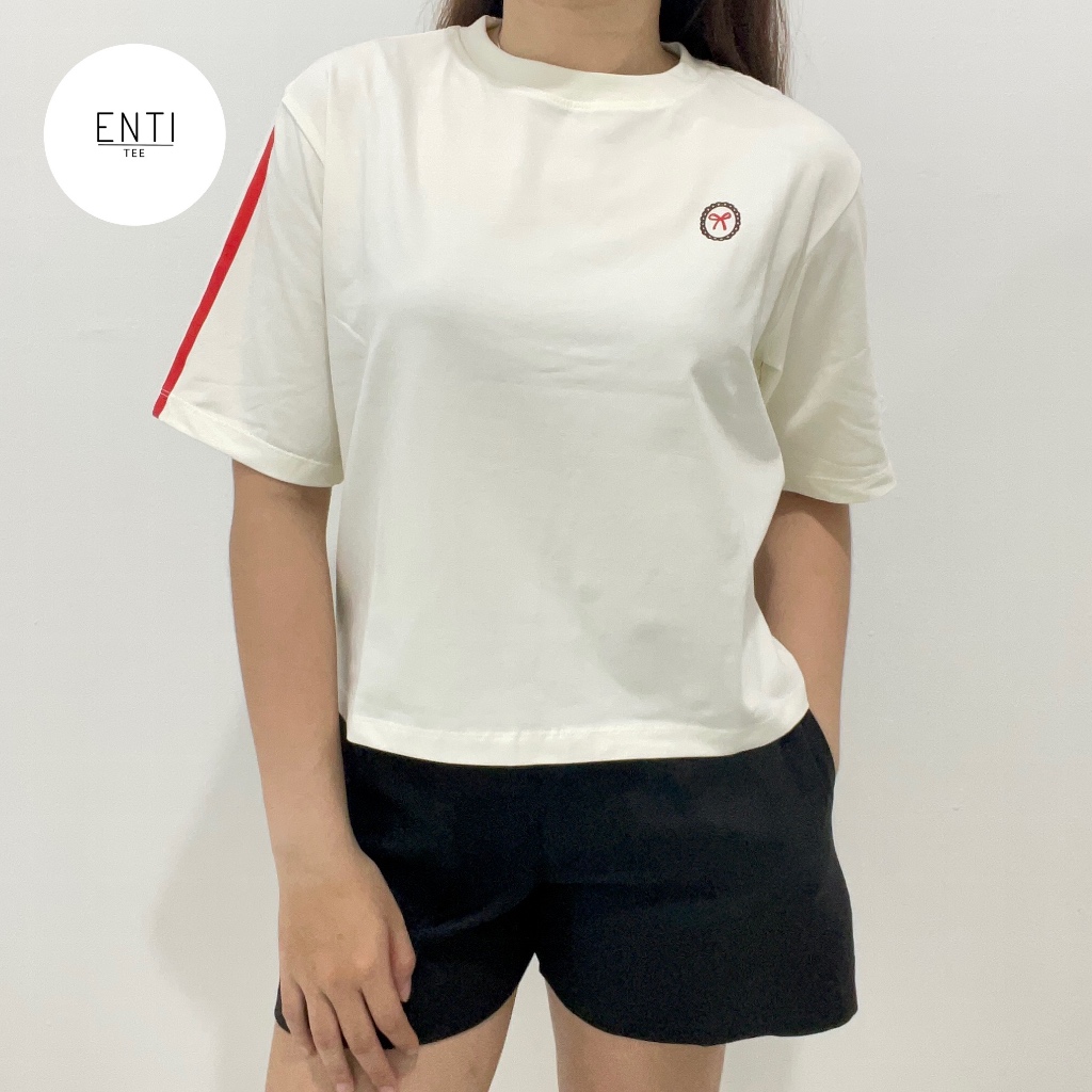 ENTTEE Crop Tumblr Tee Bow Sporty | เสื้อยืด Tumblr | เสื้อยืด Tumblr | เสื้อยืดครอปผู้หญิง | เสื้อย