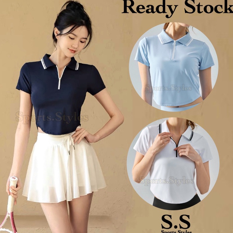 Good Good SportsStylesid Dst53 เสื้อครอปคอปกออกกําลังกายสําหรับผู้หญิง