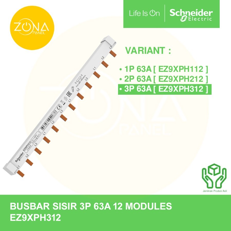 BUSBAR COMB / COMB BUSBAR SCHNEIDER 3 PHASE 3P 63A EZ9XPH312 เดิม