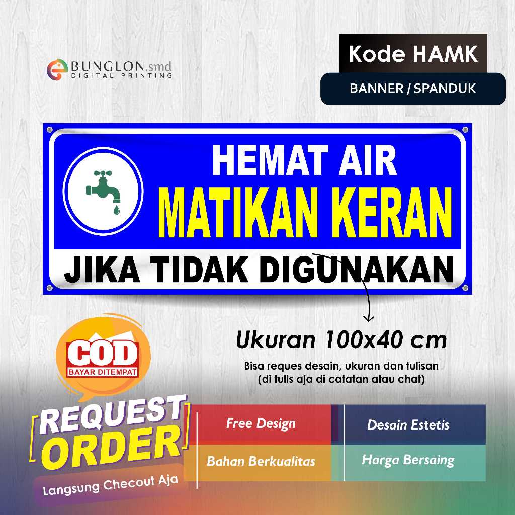 น้ํา SAVING BANNER PLEASE TURN TAP CODE HAMK BLUE