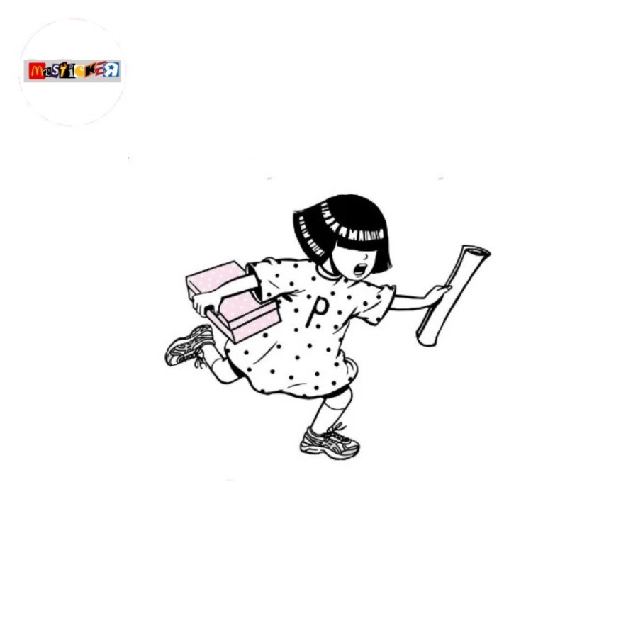 Papergirl paris x asics x beams โลโก้กราฟิก diecut สติ๊กเกอร์ paperboy