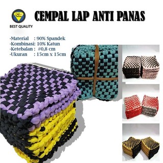 12 pcs Lap Cempal Tebal Anti Panas Kain Cempal Anyam Warna Tatakan Panci Serbaguna