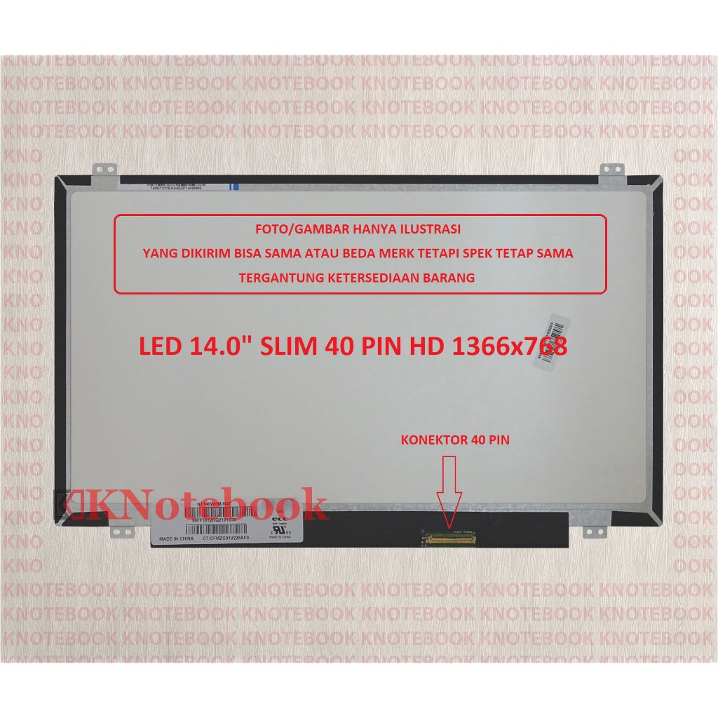 Layer 14.0 นิ้ว Slim 40 Pin LED หน้าจอ LCD Lenovo Ideapad Z400