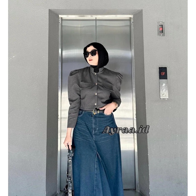 Sonia Blazer Crop Top - เสื้อครอปผู้หญิงสไตล์เกาหลีล่าสุด - Basic Womens Top