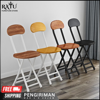 ZDY-1 Kursi Lipat Sandaran Portable Bangku Kayu Sholat Folding Chair Travel Ratu Furniture Store