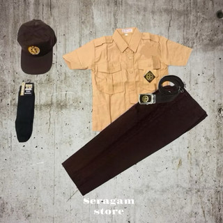 Setelan Super Lengkap Pramuka/Seragam Sekolah SD LAKI BAJU PENDEK CELANA PANJANG Cowok