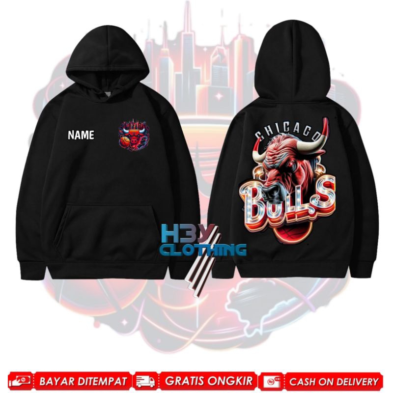 เสื้อกันหนาวมีฮู้ดเด็กเสื้อแจ็คเก็ตเด็ก NBA Basketball Chicago Bulls ชื่อฟรี